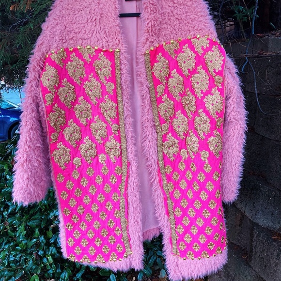 Customed Rose, Sequins and Bohemian Fuzzy Coat - Picture 2 of 12
